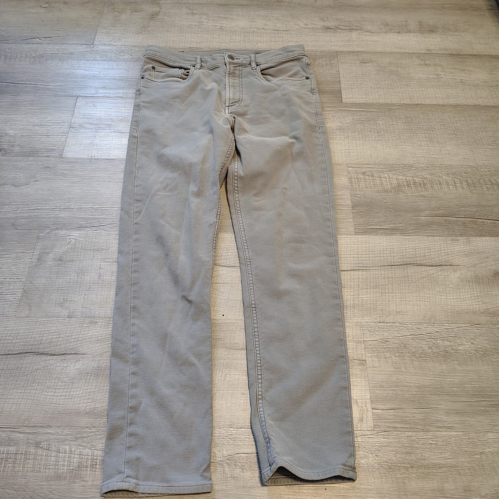 Faherty Brand Mens Straight Leg 5-Pocket Pants Grey Tan 31x30 Stretch Trousers